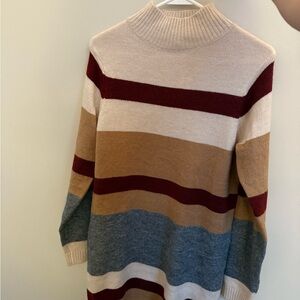 Francesca's Collections Multicolor Striped Turtleneck Sweater Dress